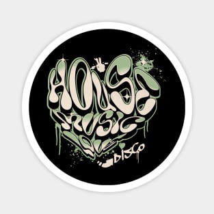 HOUSE MUSIC - Graffiti Love Heart (army green) Magnet